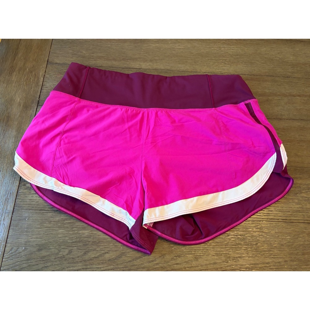Athleta Running Shorts Womens Medium Pink Purple Colorblock Athletic Workout